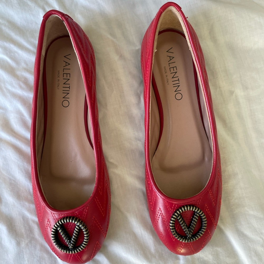 Brand new leather flats, Valentino by Mario red.